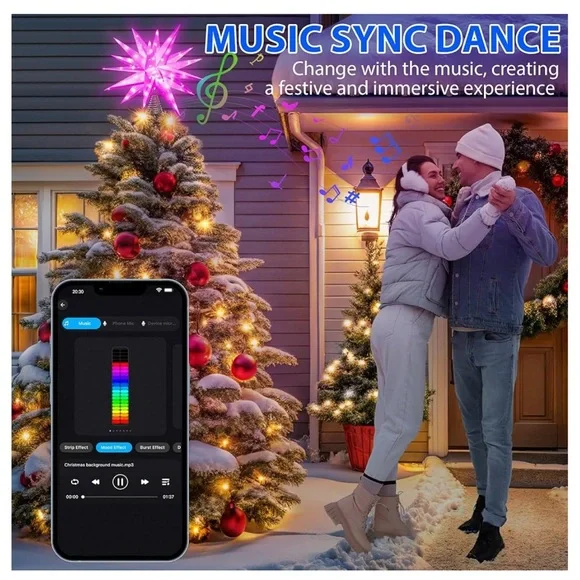 Monrovian Star Tree Topper Star Music Synch Change Colors App Controlled Timer - Picture 4 of 7